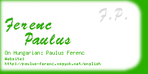 ferenc paulus business card